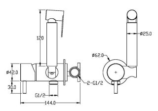 Гигиенический душ Boheme Uno 467-GM со смесителем антрацит